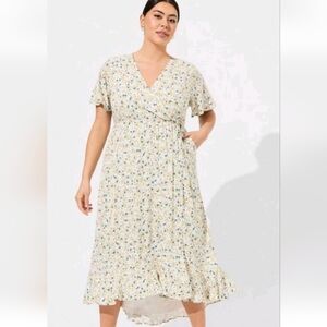 Torrid 2X Maxi Rayon Slub Surplice Wrap Dress micro floral Pattern TorridSize 00